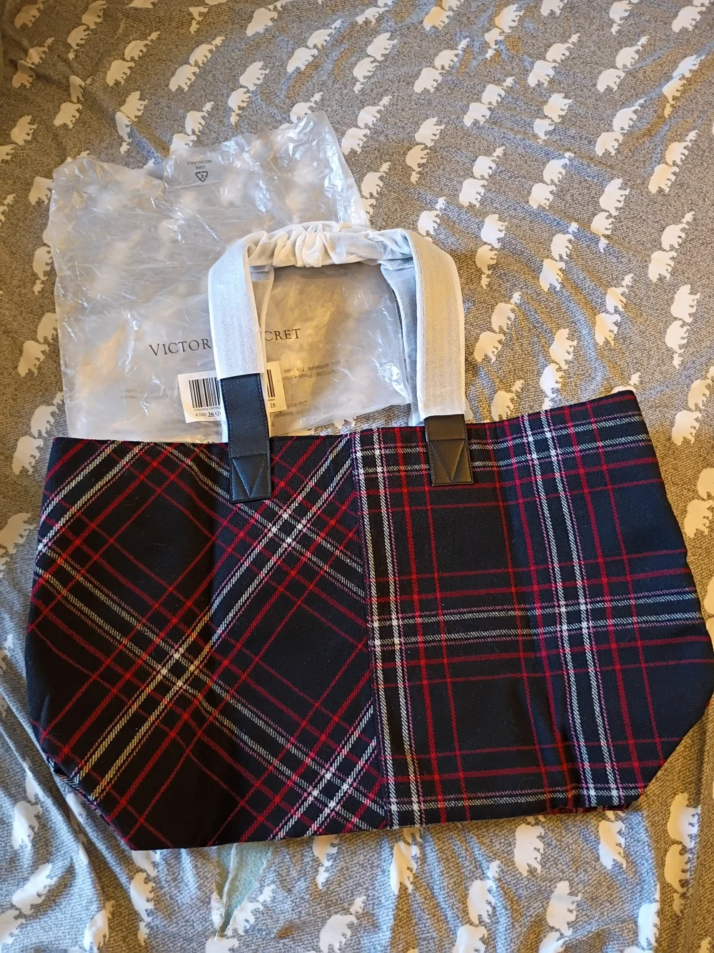 VICTORIA'S SECRET PLAID TOTE BAG